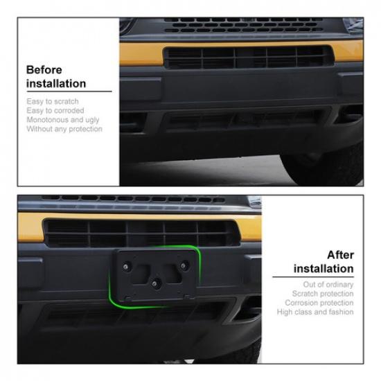 Black Front Bumper License Plate Mounting Bracket Covers For Bronco Sport +