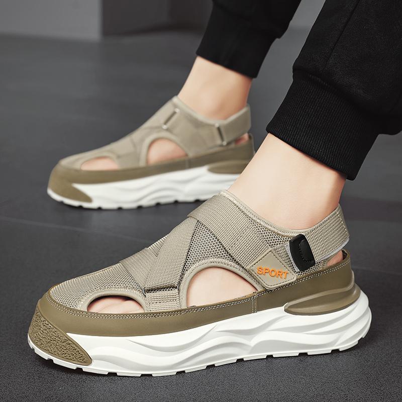 Men's Anti Slip Wear-resistant Fashionable Sports Sandals Thick Soled Breathable Mesh Perforated Shoes Men's Shoes Trendy Shoes