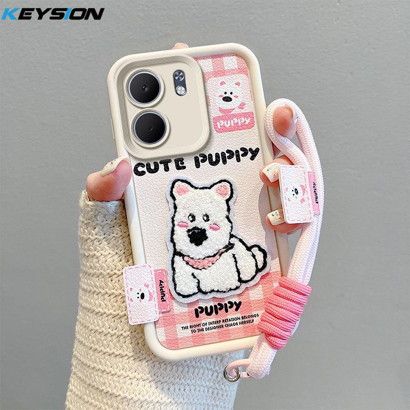 

KEYSION Cartoon Cute Plush Embroidery Case for OPPO A5X 5G with Lanyard Soft Silicone Shockproof Phone Back Cover for OPPO A5X for OPPO A5X