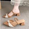 Fashion Summer Fashion New Solid Color Pointed Toe 2-wear Women's High-heeled Sandals Fashion Sexy Casual Banquet Fashion Slippers