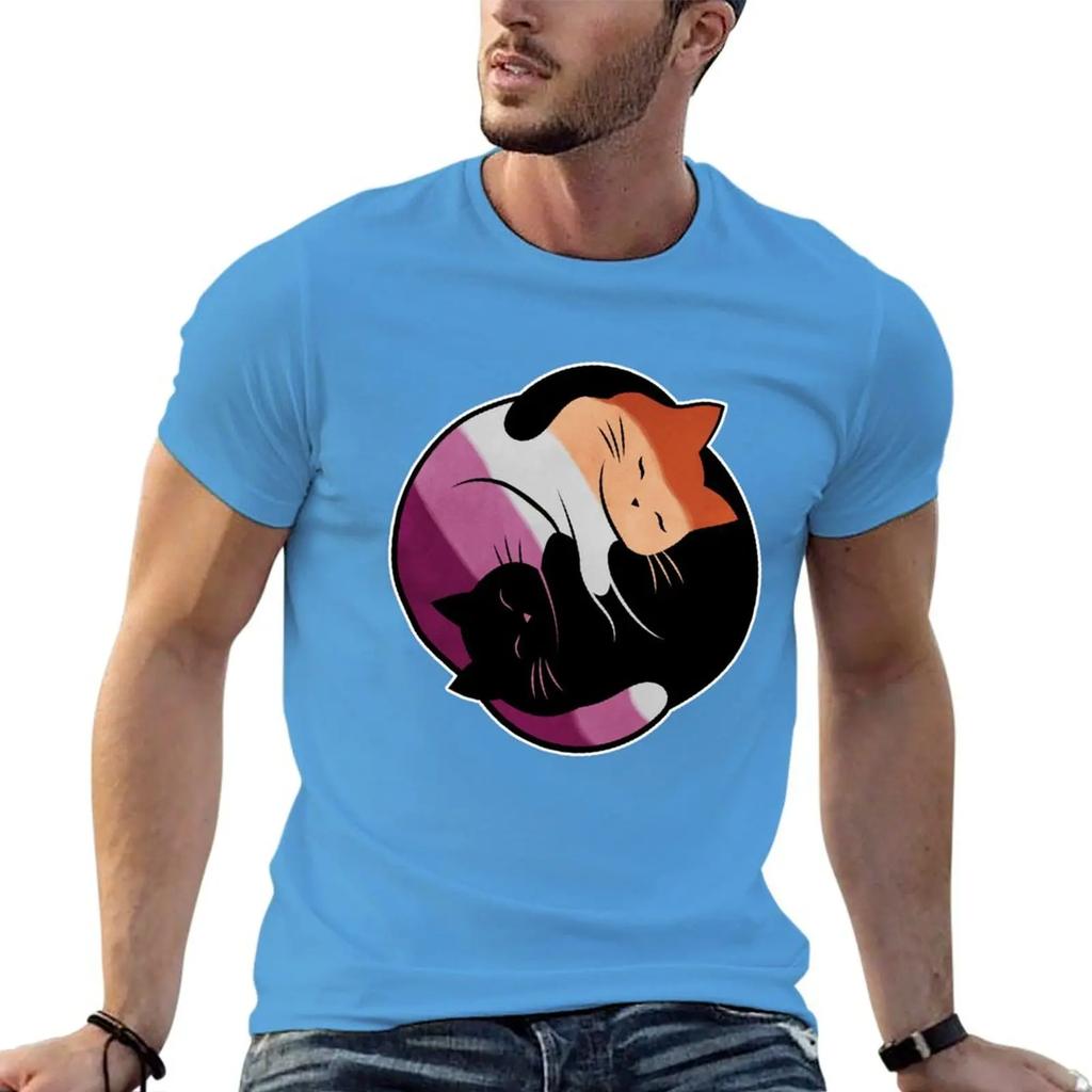 Lesbian Yin Yang Cat T-shirt cute clothes Blouse heavyweights big and tall t shirts