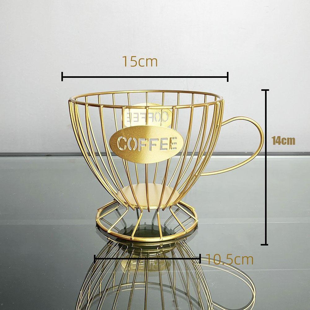 Metal Wire Coffee Display Basket Large Capacity Fruit Snack Storage Rack K Cup Organizer  Home Use
