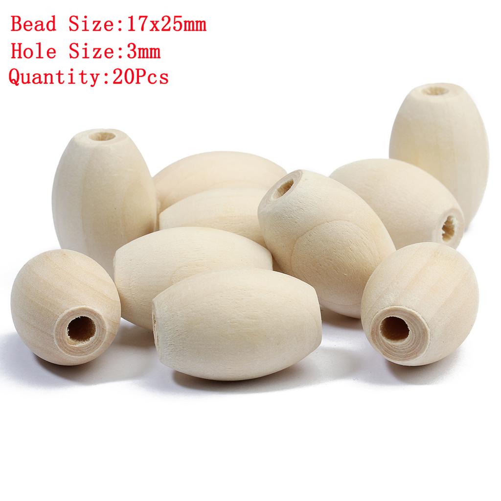Natural Round Wood Beads Oval Loose Spacer Rosary Bead Large Hole Jewelry Bracelets Diy Unsex Charm Wholesale Supplies