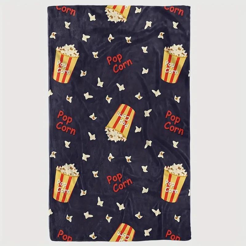 Cartoon Popcorn Digital-printed Polyester Bedroom Velvet Flannel Cover Blanket Fleece Soft Sofa Cover Blankets for Beds