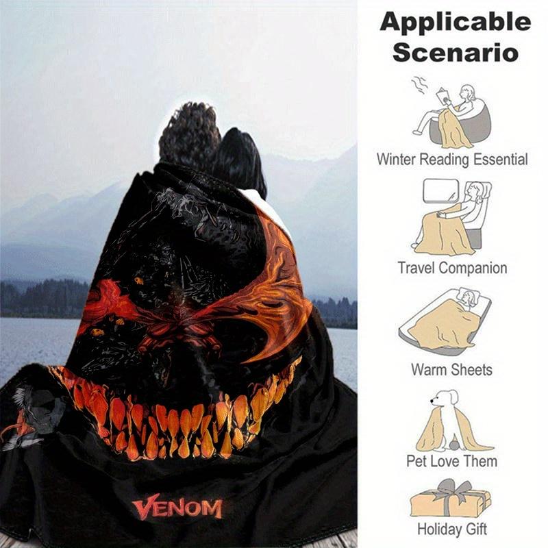 1pc Venom Printing Blanket - Soft, All-Season Throw for Living Room, Bedroom,Personalized Gift with Adorable Cartoon Design