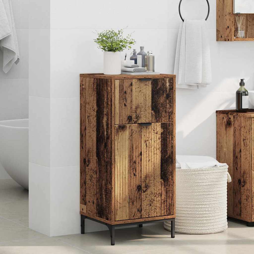 Bathroom Cabinet with Drawers Reclaimed Wood Look 39.5 x 36 x 88 cm