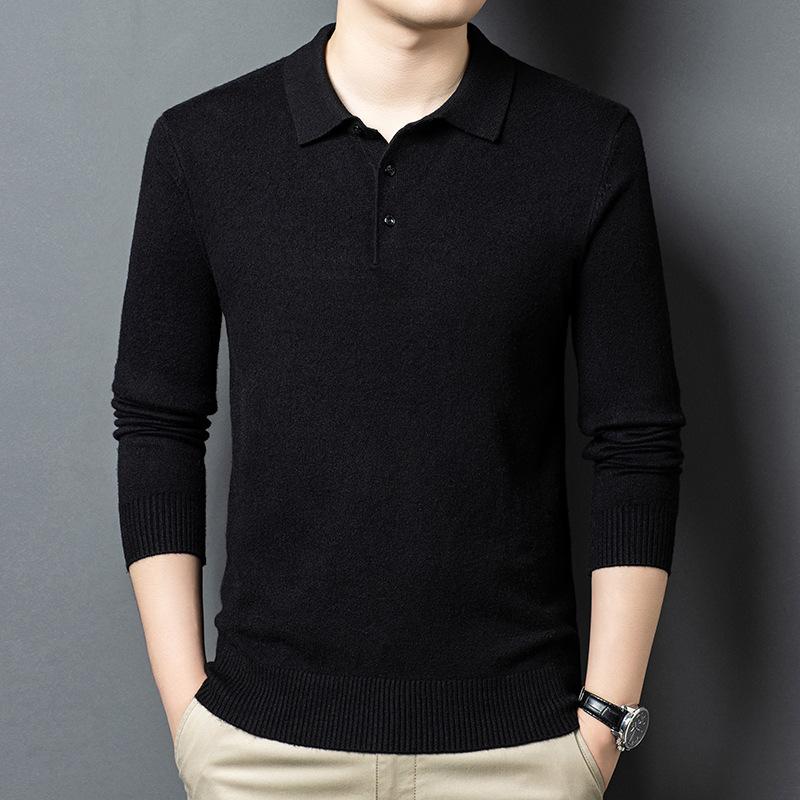 Lapel Collar Long Sleeve Men's Top