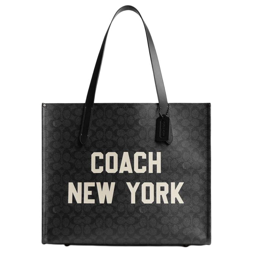 

Coach Classic Logo Pattern Magnetic Closure Tote Bag Unisex Tote Bags Charcoal-Gray CY806-A5F Basic Set (Bag+Dust Bag)