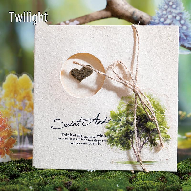 Twilight PET Sticker Pack: Four Seasons Scenery, 20 Sheets, 6 Tree Styles for DIY Projects