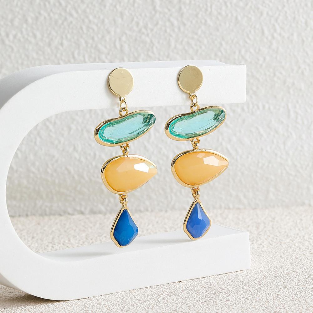 

Trendy Geometric Alloy Earrings Asymmetric Design Spring 2022 Statement Jewelry синий