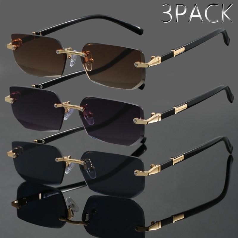 Lot de 3 Lunettes de Soleil Rétro en Métal pour Hommes Femmes Tendance Mode Lunettes d'Été Décontractées Fête de Rue