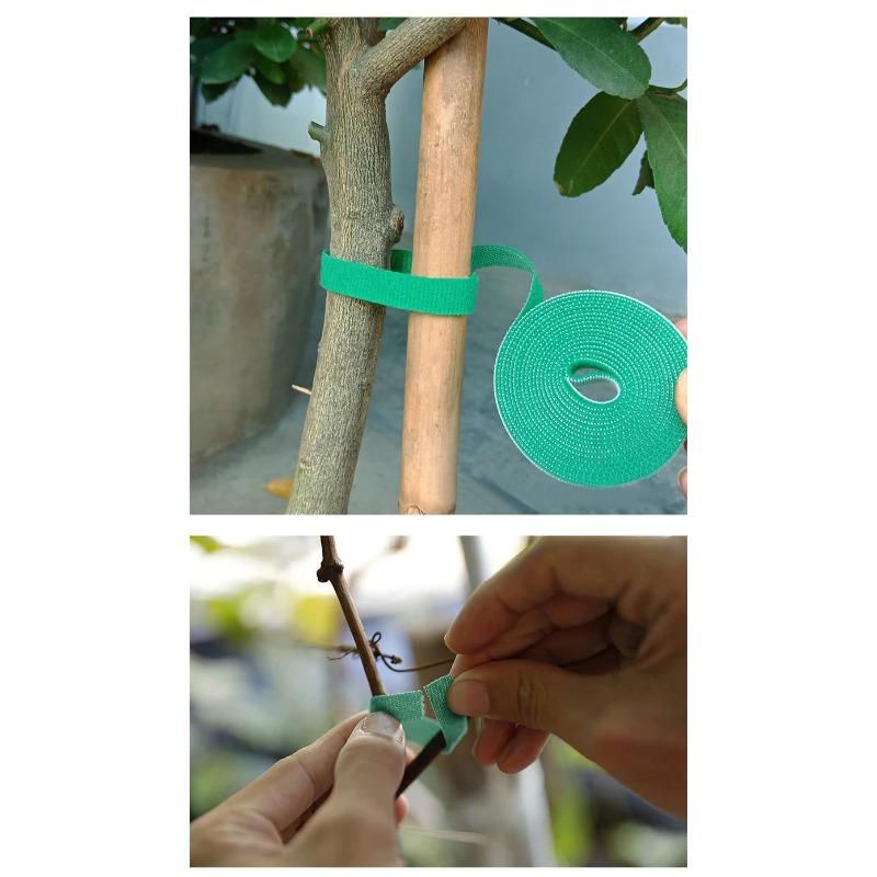 3 Rolls Green Garden Twine Plant Ties Nylon Plant Bandage Garden Hook Loop Bamboo Cane Wrap Support Garden Accessories