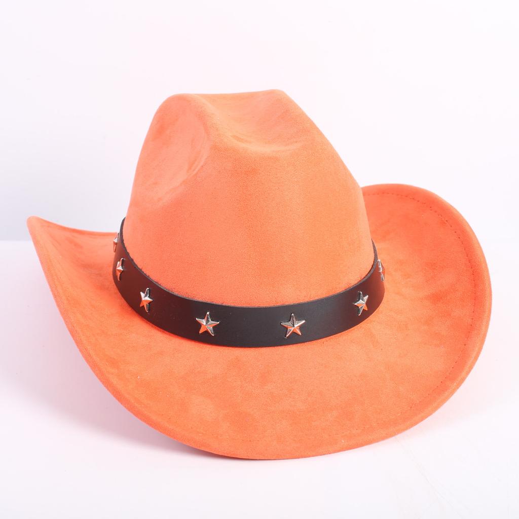 Nuovo colore cappello da cowboy western da uomo e da donna versatile per il pendolarismo stile semplice tesa larga cappello a cilindro cappello da sole