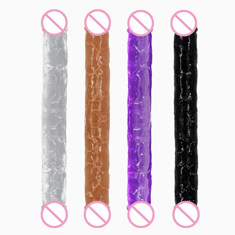 Çift Uçlu Gerçekçi Su Geçirmez Jöle Dildo Esnek Uzun Çift Taraflı Anal Oyun İçin Çiftler İçin G Noktası Stimülatörü Seks Oyuncakları