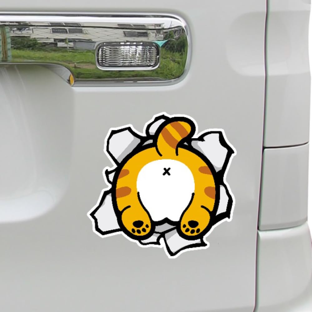 Cute cat illustration sticker waterproof funny sticker (C type, buttock)