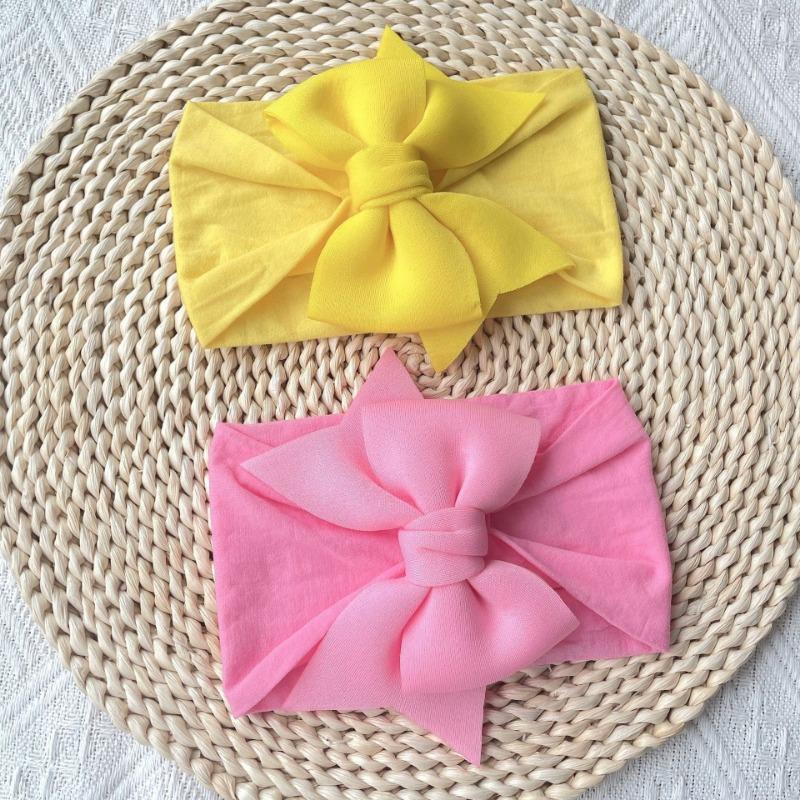 New candy-colored princess hair accessories, baby soft and comfortable nylon bow headscarf, baby headband.