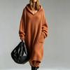 Abito da donna casual in velluto a coste con cappuccio e tasche, vestibilità ampia, colore per l'autunno inverno, da indossare tutti i giorni