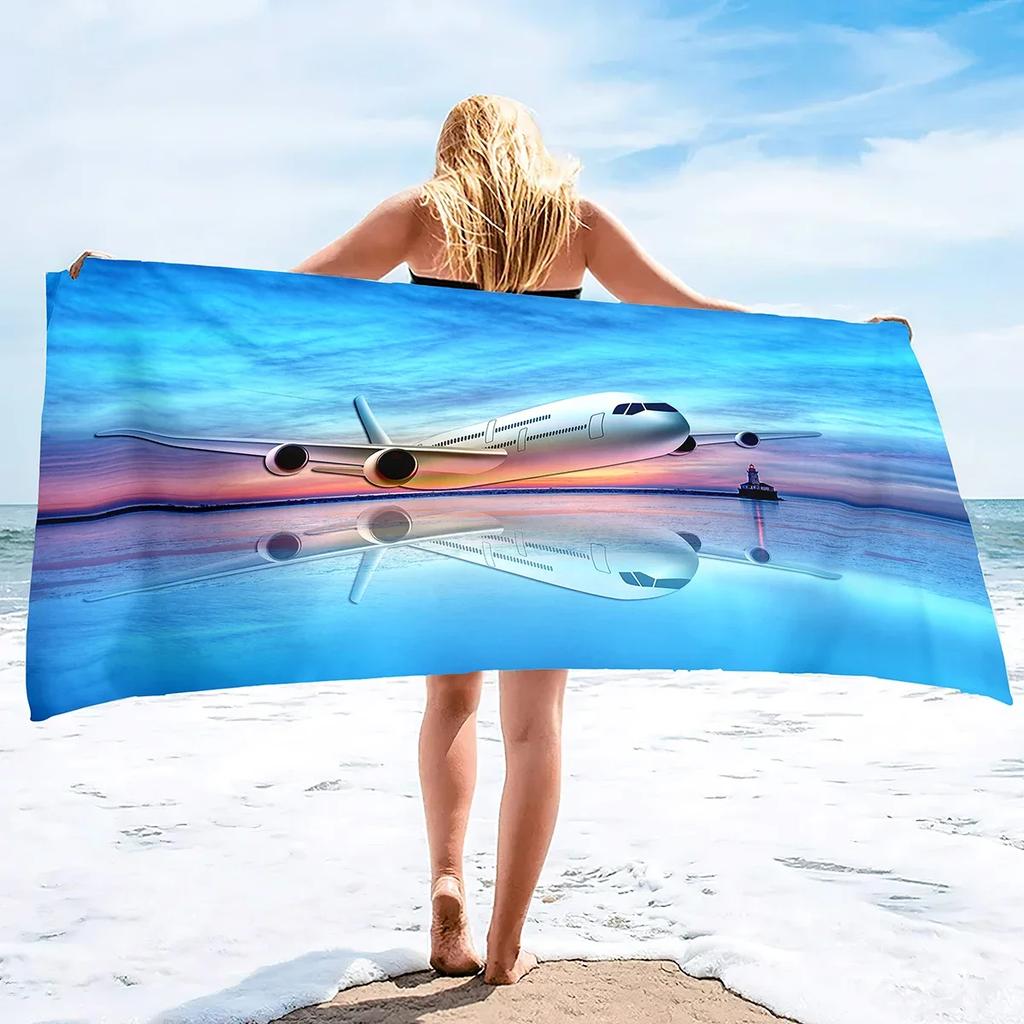 Aereo Stampato Leggero Sottile Asciugamano da Spiaggia Sovradimensionato Extra Large Asciugamani Senza Sabbia Asciugatura Rapida Viaggio Campeggio Accessori da Spiaggia