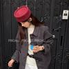 Women 100%  Wool Felt Berets Vintage Hard Concave Top Fedoras Hats Wedding Fascinator Hats Cocktail Party Bridal Pillbox Cap