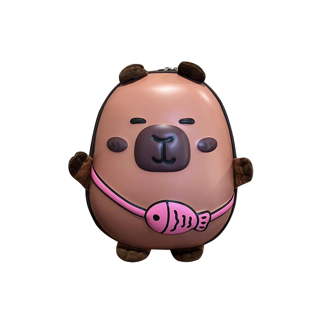 

Small Capybara Fish Animal Themed Backpack With Breathable Design For Toddlers Pink Fish