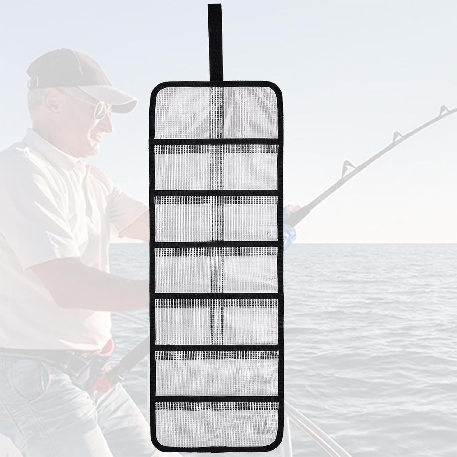 Roll Up Fishing Lure Wraps Set-Durable Lure Bag 6 Pocket PVC Protective Cover Saltwater Hook Covers Fabric Lure Protector