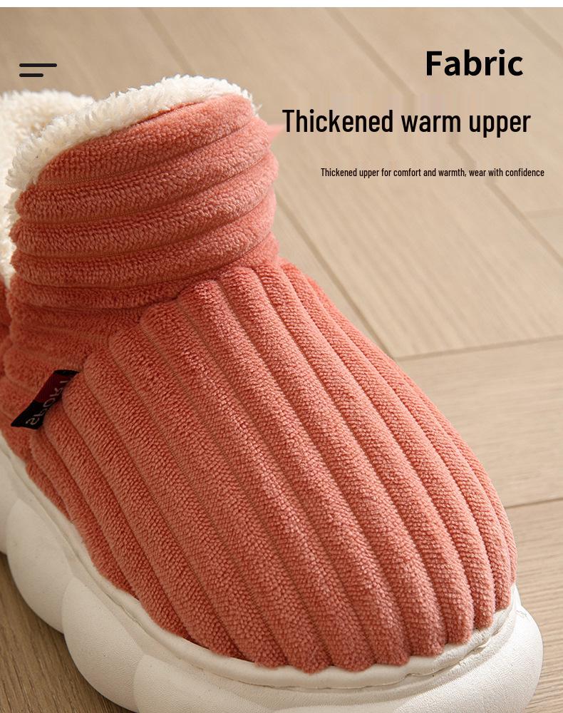 Men's and Women's Velvet-Lined Non-Slip Cotton Slippers for Indoor/Outdoor Use