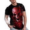Summer Round Neck 3D Vintage Horror Skull Print Top Fashionable Casual Short Sleeved Men's T-shirts