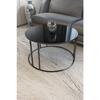 Ceylin 3-seat Nesting Coffee Table Black Metal Leg, Black Shatterproof Glass