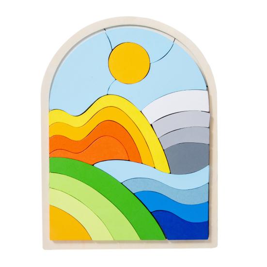 

1 шт/3 шт набор деревянных головоломок в форме цветов, облаков, восхода солнца, цветные блоки для развития познавательных способностей, развивающая игрушка для детей от 3 лет B