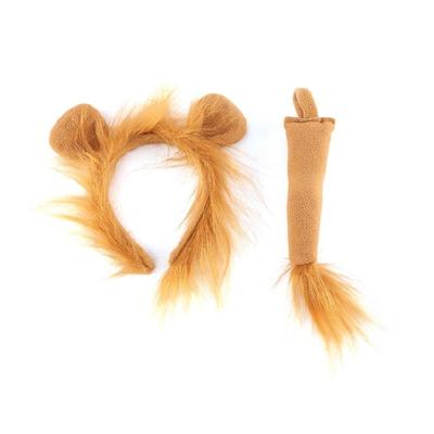 Lions Costume Set Animal Fancy Dress Costume Kit,Lions Ears Headband and Tail Set Halloween Cosplay Party Decorations