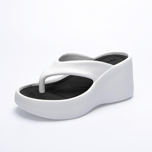 

Женские шлепанцы на танкетке с застежкой на носок, лето 2024, пляжные сандалии на массивной платформе, женские шлепанцы из ЭВА на высоком каблуке с толстой подошвой 40 чёрный