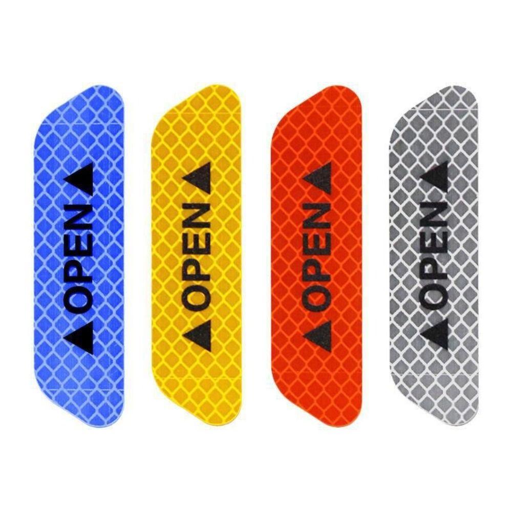 4 PCS Auto PET Reflective Car Door Sticker Interior Exterior Reflector Tape Decal Universal Car Accessories Helmet
