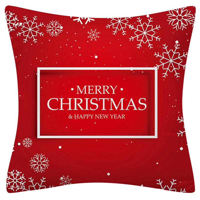 Happy New Year Christmas Decoration Print Pattern Cushion Cover Home Living Room Sofa Decoration Square Pillow Pillow Cover