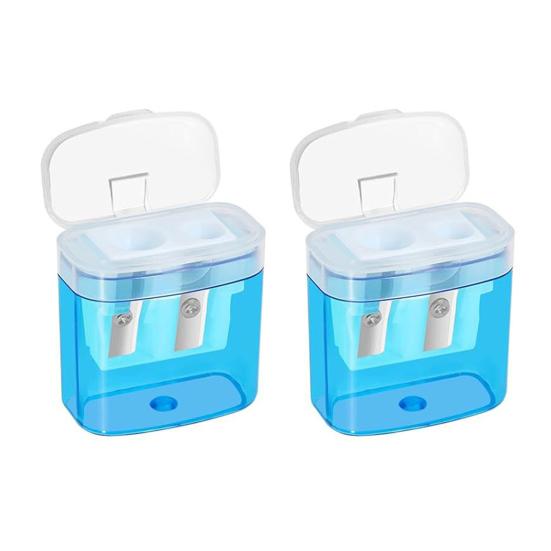 Portable Pencil Sharpener with Lid Dual Holes Pen Sharpener Plastic Manual Students Pencil Sharpener for Classroom Office Home