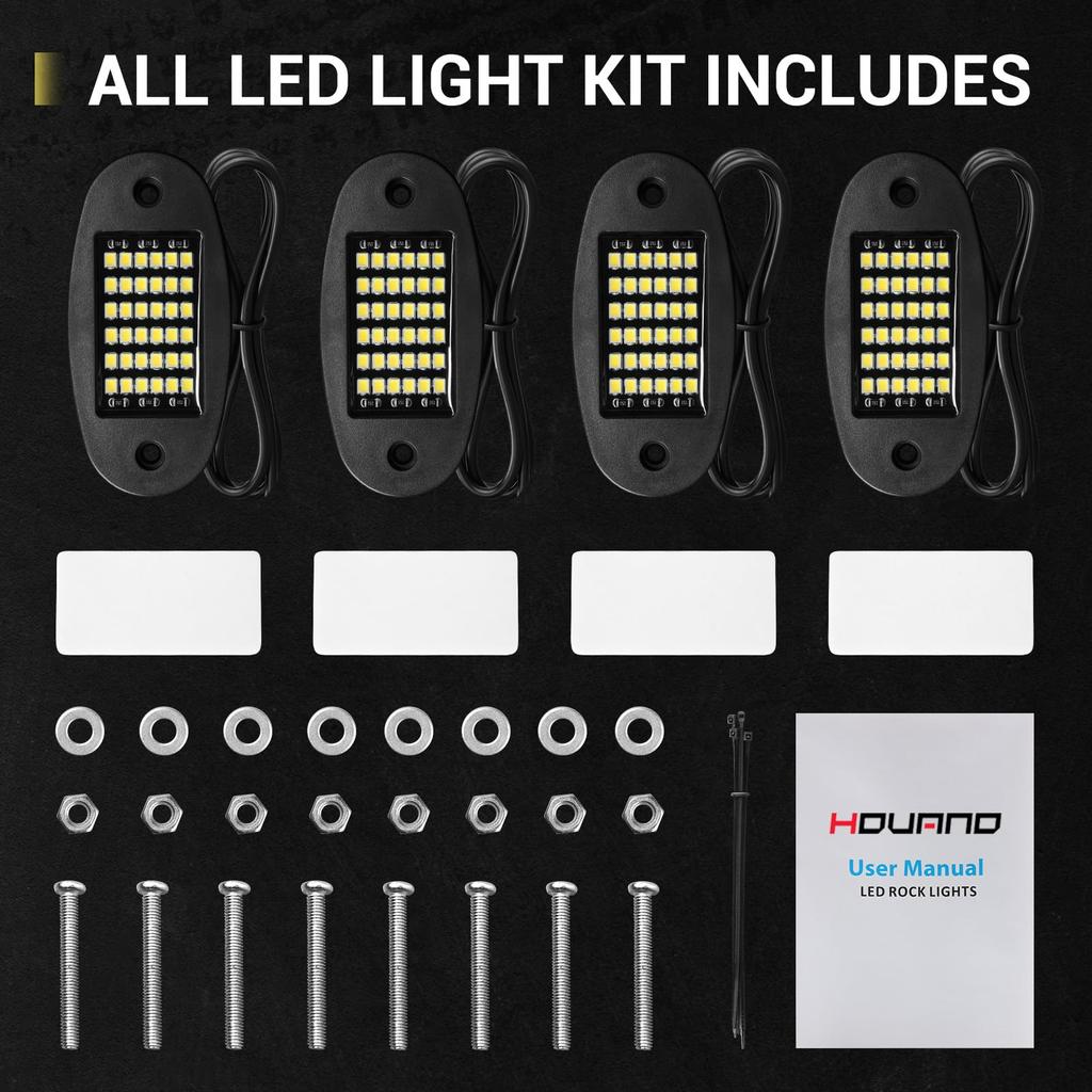 Hovano 4 Pods White Rock Light 6000K Pure White 36 LED SMD Chip Super