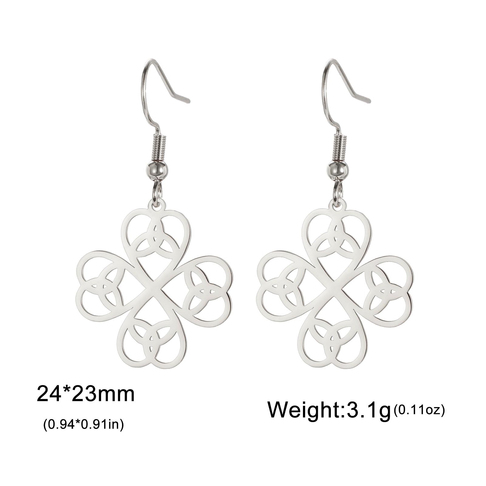 

Teamer Irish Trinity Knot Dangle Earrings Women Lucky Heart Clover Earring Stainless Steel Amulet Vintage Jewelry Wholesale