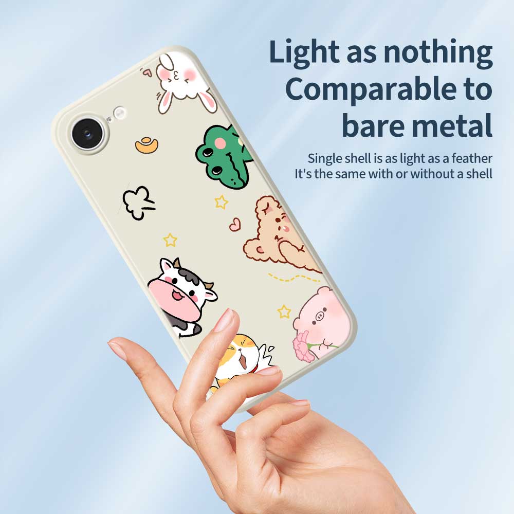 For iPhone 16e Case Animal Gathering Pattern Printing Straight Edge TPU Phone Back Cover