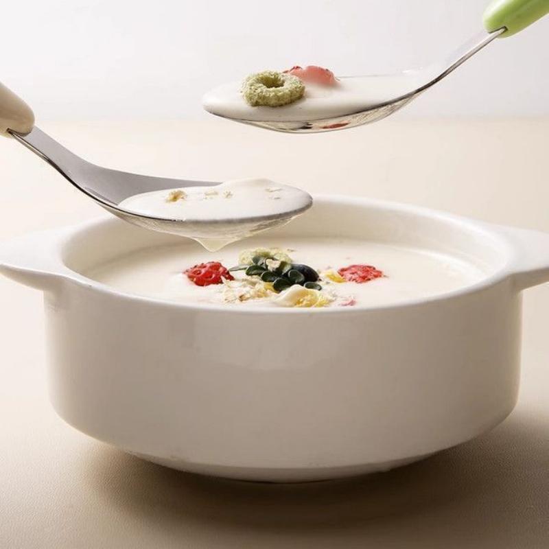 BPA Free Stainless Steel Baby Feeding Spoon Creative Flat Bottom Scoop Easy To Clean for Home Infant Feeding Use