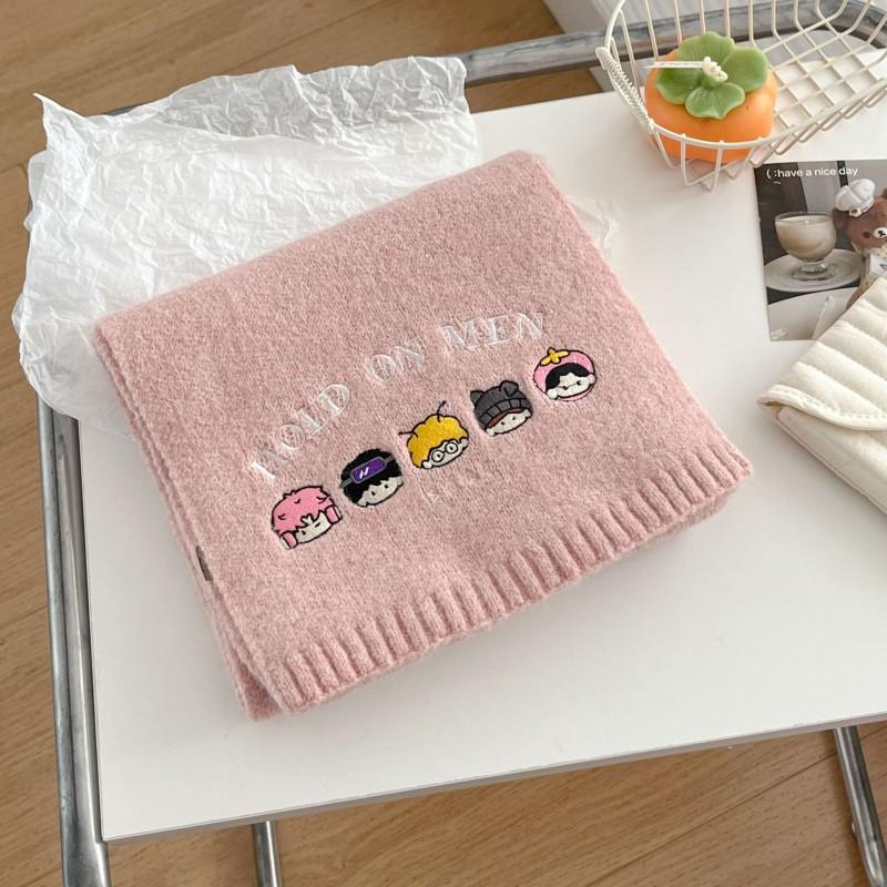 Womens Knitted Wool Blend Scarf With Festive Embroidery Warm Winter Accessory Layering