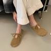 Retro Mori Bag Head Half Slippers Women's Outer Wear 2025 Autumn New College Style Versatile Lace-up Lazy Boken Shoes