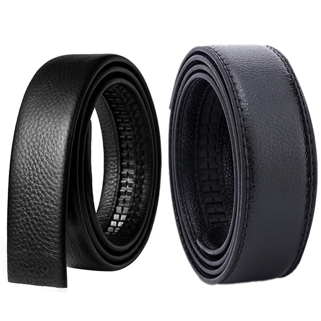 Men's PU Leather Belt Without Buckle for Automatic Buckle Waistband Perfect Fit Black Waist Ornament Waist Cincher