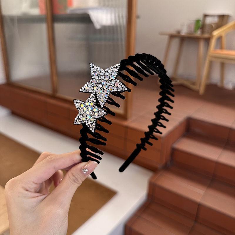 Mode Strass Beflockung Lünette Haar Hoops für Frauen Damen Einfarbig Gezahnt Rutschfeste Stirnband Haarband Haar Zubehör