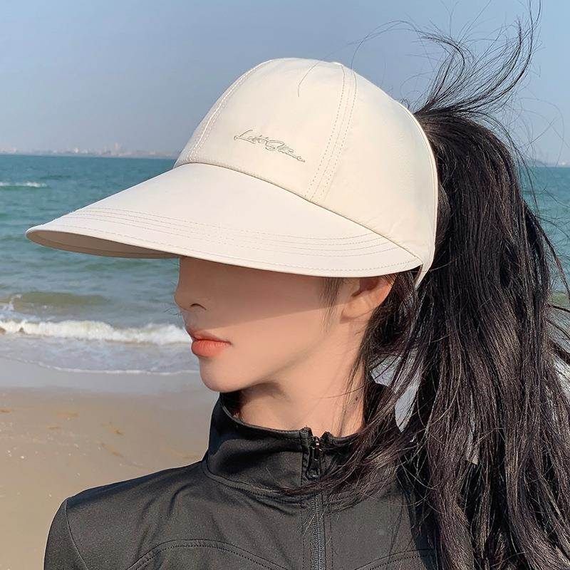 

2025 New Arrival Sun Protection Hat Women s Lightweight Breathable Sun-Proof Peaked Cap Can Tie Ponytail Air Top Quick-Drying Sun Baseball Cap Beige Free size-wind-proof rope