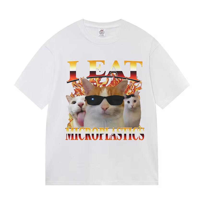 Funny Cat Graphic Print T Shirt Gang Cat Cool Hip Hop Short Sleeve Tshirts Mens Vintage High Quality Oversized Cotton Tees Top