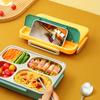 MeyJig Lunch Box Stal Nierdzewna Szczelny Pojemnik Bento Przenośny 4 Przegródki Pojemnik na Jedzenie 930ml