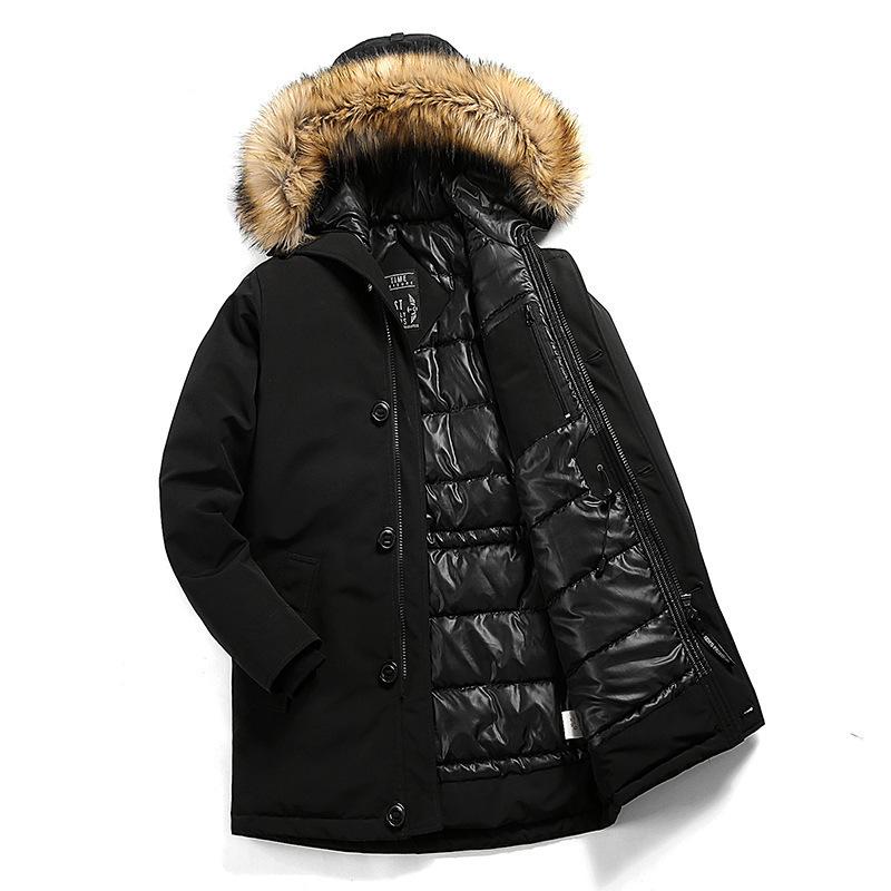 Padded Clothes Thickened Warm Padded Clothes Men's Medium and Long Cold-proof Hooded Jacket Padded Jacket Men's Casual Padded Clothes