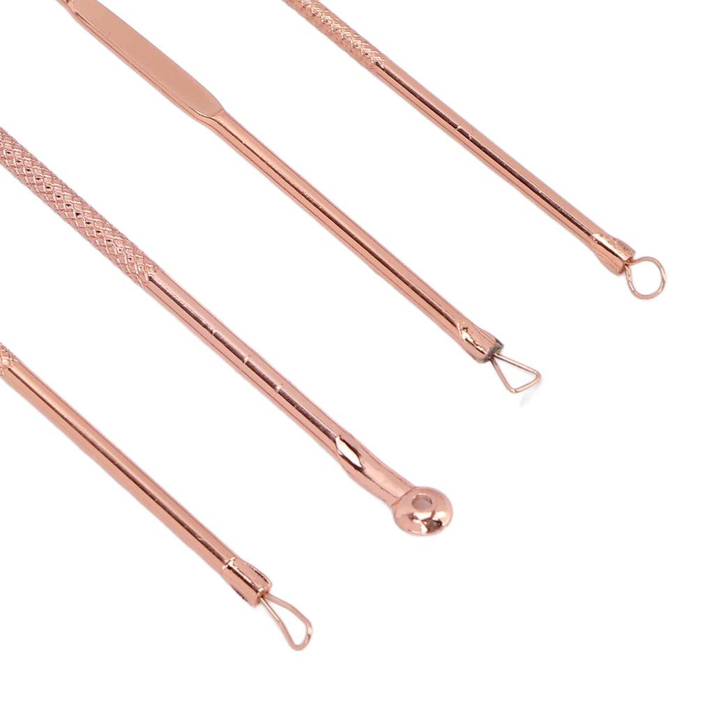 4 Pcs Pimple Popper Tool Kit Rose Gold Portable Double Head Stainless Steel Acne Blackhead Removal Needle Tool