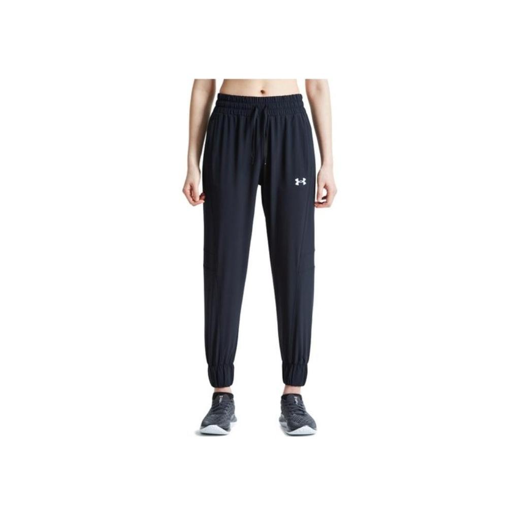Under Armour Logo Print Drawstring Retro Sports Style Elastic Waist Jogger Pants Women Jogger Pants Black 1373193-001