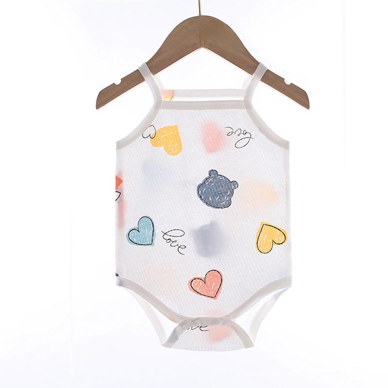 

Baby Summer Cotton Sleeveless Romper With Triangular Style For Newborns White Heart,73cm