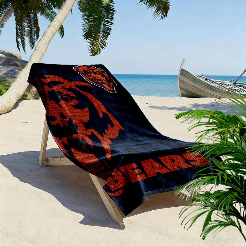 Chicago Bears Print Beach Towel, Large Soft Quick Dry Towel for Beach Camping Swimming